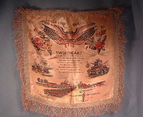 Silk Souvenir Army Pillow Sham - Fort Knox, KY - Vintage Sweetheart 1940s - Great piece of US Militaria
