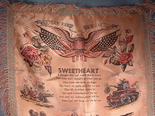 Silk Souvenir Army Pillow Sham - Fort Knox, KY - Vintage Sweetheart 1940s - Great piece of US Militaria