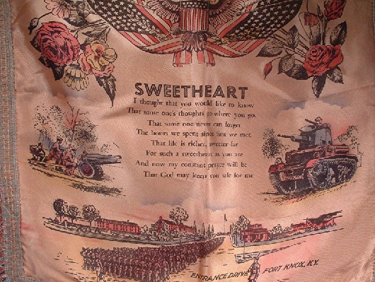 Silk Souvenir Army Pillow Sham - Fort Knox, KY - Vintage Sweetheart 1940s - Great piece of US Militaria - Image 5