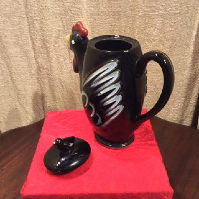 Chicken Coffee Pot - Vintage - Hand Painted - Royal Japan Red Ware Pottery