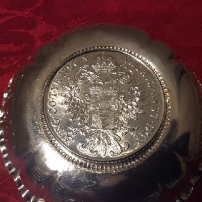 Silver Pin Dish w/ Maria Theresia Taler Dated 1780