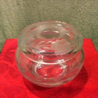 Cut Glass Hair Receiver - Potpourri Jar - Wheel Cut - American Brilliant Cut Glass