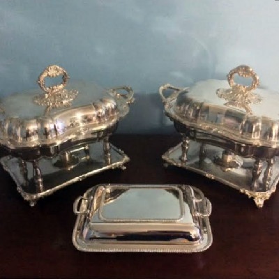 Covered Divided Serving Dish - Vintage Silver Plate - Downton Abbey Elegance