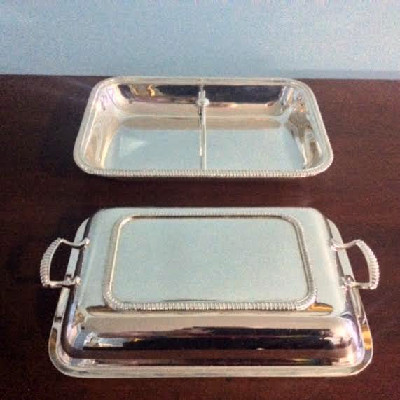 Covered Divided Serving Dish - Vintage Silver Plate - E.P.N.S. - Downton Abbey Elegance - Image 3