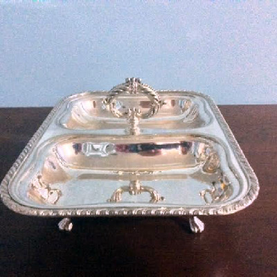 Silver - Double Sided Serving Dish - Footed w/ Passing Handle - Downton Abbey Elegance - Image 8