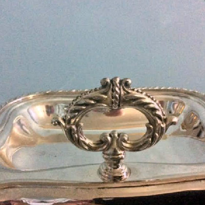 Silver - Double Sided Serving Dish - Footed w/ Passing Handle - Downton Abbey Elegance