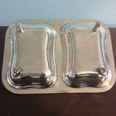 Silver - Double Sided Serving Dish - Footed w/ Passing Handle - Downton Abbey Elegance