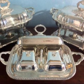 Sheffield Silver - Covered Serving Dish w/ Double Insert - Downton Abbey Elegance