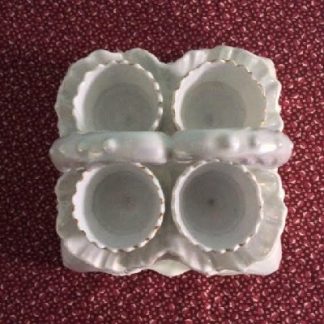 Iridescent Lustre Egg Cup Holder - Tray - Basket w/ 4 Egg cups -Downton Abbey Elegance Country Style