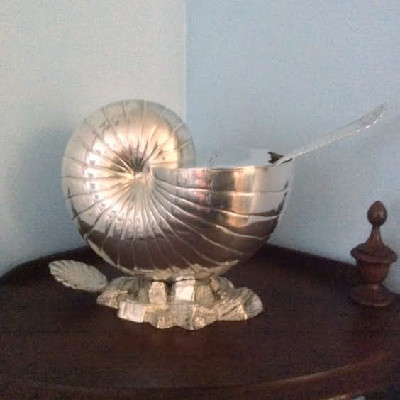 Silver Nautilus Shell Spoon Warmer - Downton Abbey Elegance At Its Best!
