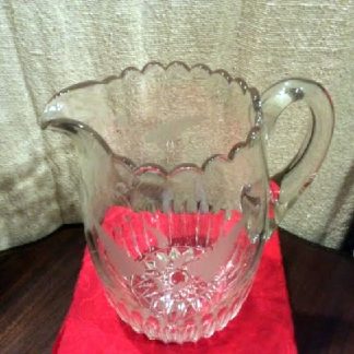 EAPG Palmer Prism Pattern Pitcher - Wheel Cut Decoration - Portland Glass Co. - Circa 1868