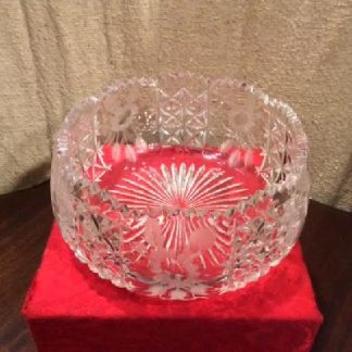 Cut Glass Bowl - Wheel Cut - Floral Pattern - American Brilliant Cut Glass - Vintage