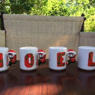 "NOEL" Christmas Elf Mugs - Set of 4 - House Of Lloyd - Ceramic "NOEL" Christmas Elf Mugs !