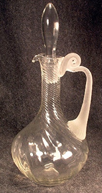Elegant - Crystal Glass Decanter - Spiral Pattern w/ Applied Satin Glass Handle - Image 2
