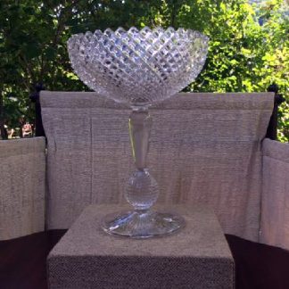 EAPG Diamond Point Compote With Ball Stem - ca. 1880 - EAPG Diamond Point Pattern Compote by Bryce Bros.