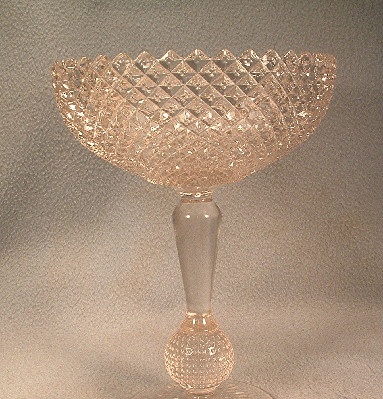EAPG Diamond Point Compote With Ball Stem - ca. 1880 - EAPG Diamond Point Pattern Compote by Bryce Bros.