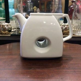 White Porcelain Donut Tea Pot - Art Deco - Funky & Fun !