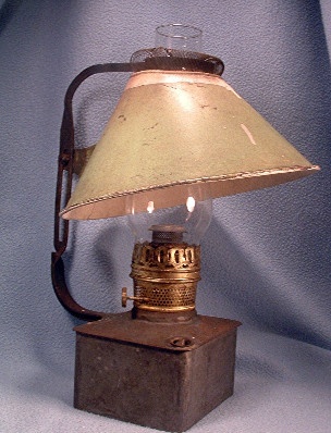 RARE - Plume & Atwood Kerosene Lamp - Square Tin Font - Center Draft Burner - Adjustable Shade - Vintage 1880's - Image 5