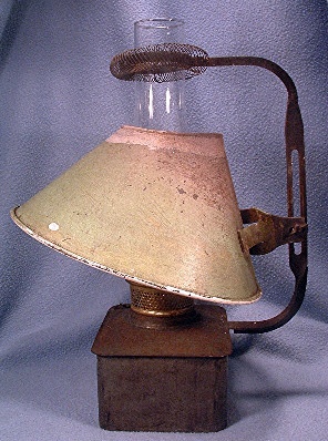 RARE - Plume & Atwood Kerosene Lamp - Square Tin Font - Center Draft Burner - Adjustable Shade - Vintage 1880's - Image 10