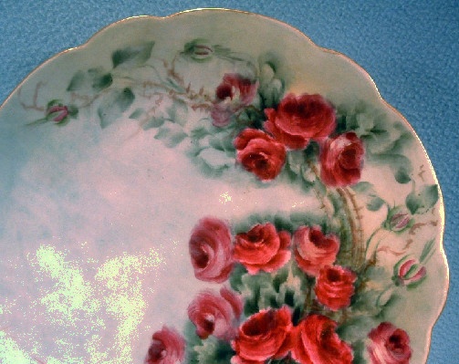 Bavarian China Plate - Hand Painted Roses- Artist Signed - 1898-1923 - Roses That Will Last Forever!