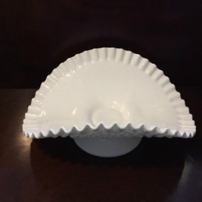 White Milk Glass Banana Boat - Vintage Fenton Hobnail