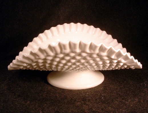White Milk Glass Banana Boat - Vintage Fenton Hobnail