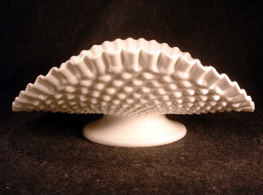 White Milk Glass Banana Boat - Vintage Fenton Hobnail