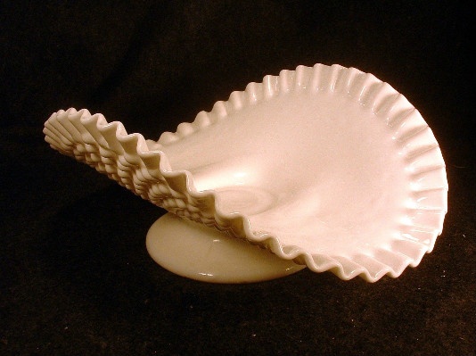 White Milk Glass Banana Boat - Vintage Fenton Hobnail