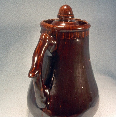 Bennington Lidded Coffee Pot with Acorn Finial - Vintage Rockingham Brown Glaze