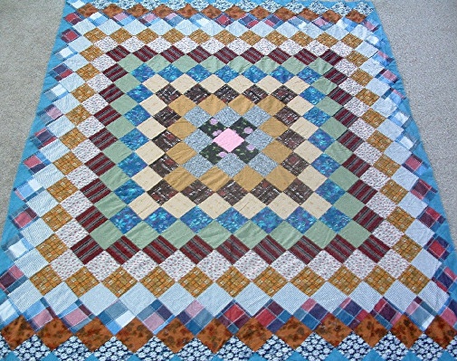 "Grandmother's Dream" Pattern Quilt Top - Hand Pieced/Hand Sewn - 80" by 70" - Vintage-1940s - #2 - Image 3