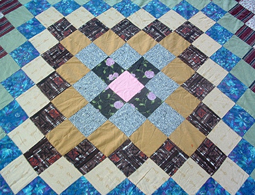 "Grandmother's Dream" Pattern Quilt Top - Hand Pieced/Hand Sewn - 86" by 76" - Vintage-1940s - #2