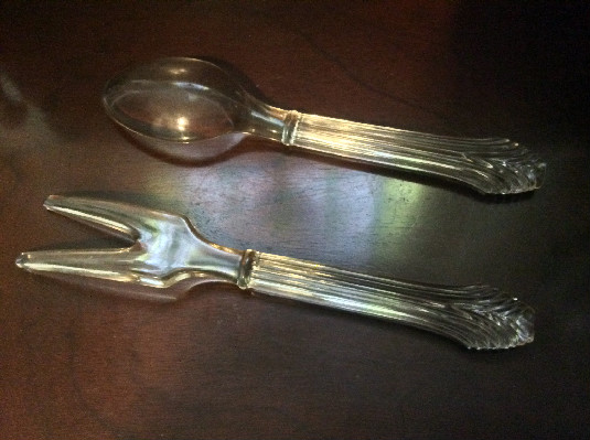 Imperial Crystal Clear Glass Salad Serving Set - Vintage, - Image 2