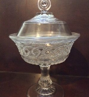 EAPG - Portland Glass Co. - Chain & Shield - Covered Footed Compote - ca.1870