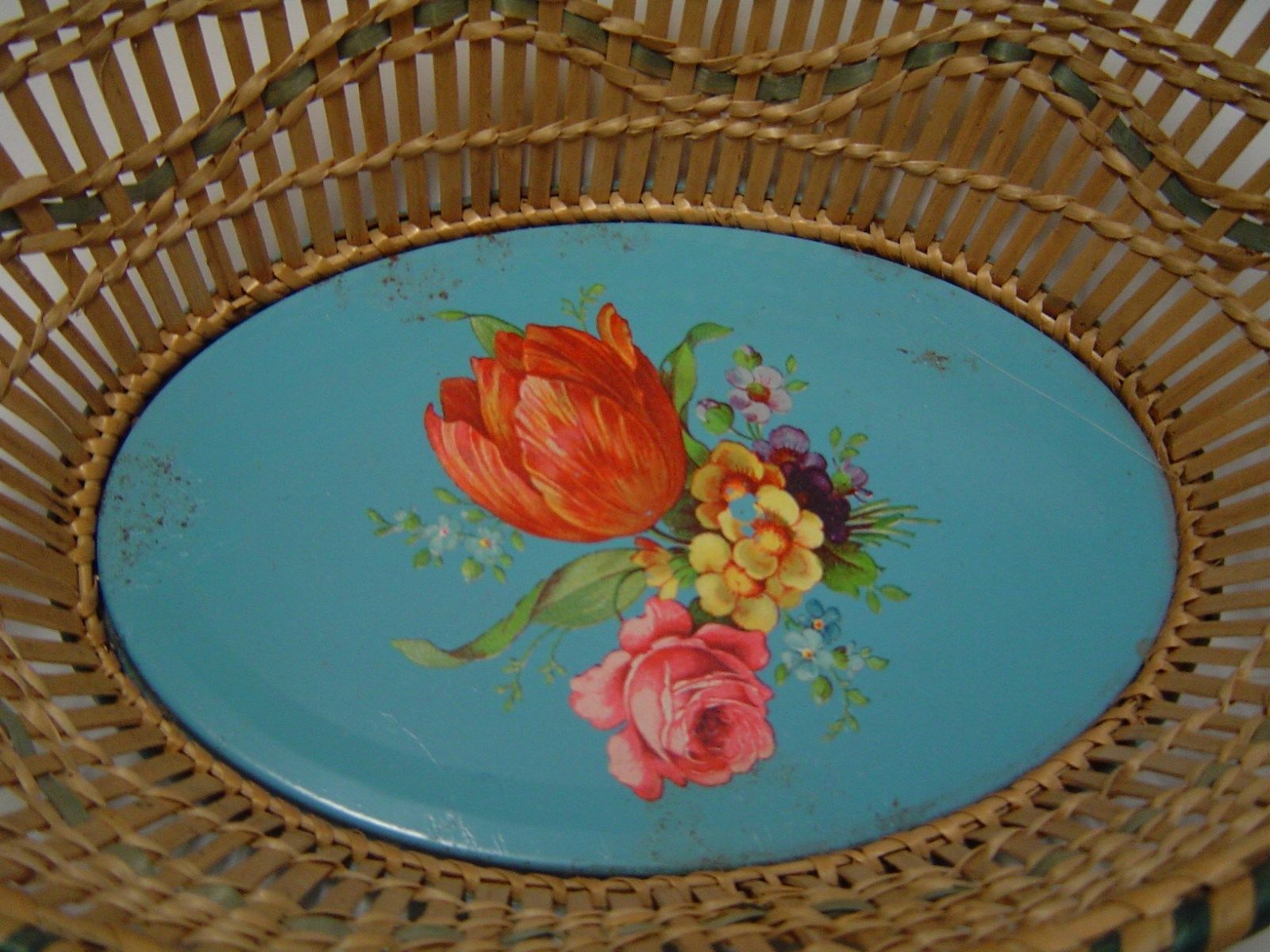 Made in U.S. Zone, Germany - Bread Basket With Painted Tin Bottom - Image 4