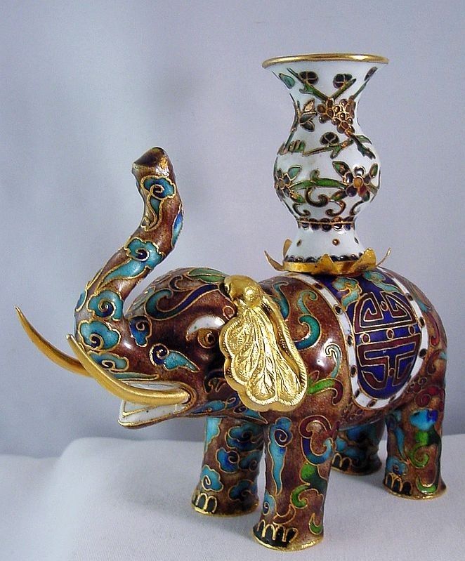 Cloisonne Elephant Candle Holder - Unique! and Vintage - Image 4