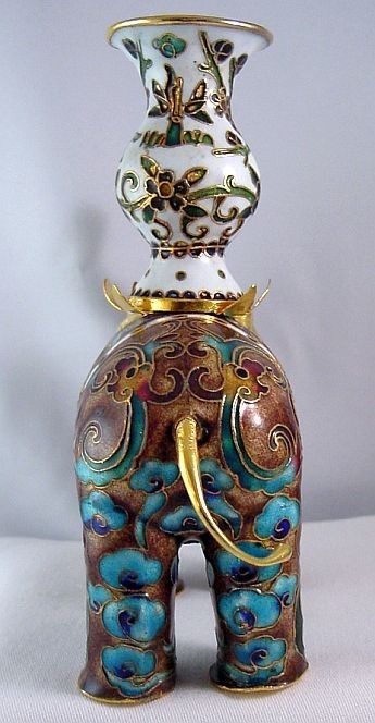Cloisonne Elephant Candle Holder - Unique! and Vintage - Image 3