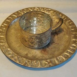 Tin Alphabet Plate & Alphabet Cup Set - c. 1890 - Child's Size