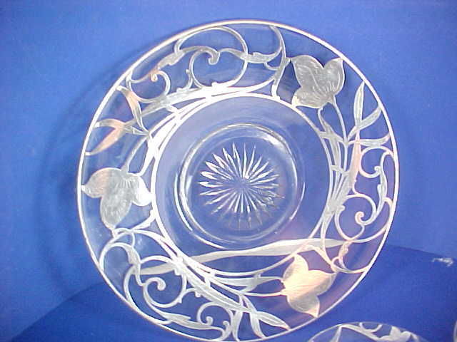 Glass and Sterling Silver Overlay Dessert Set - Image 2
